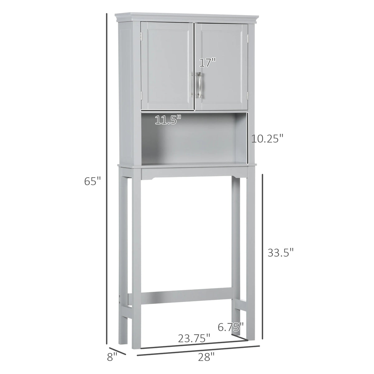 Kleankin Modern Over The Toilet Storage Cabinet With Bathroom Organizer