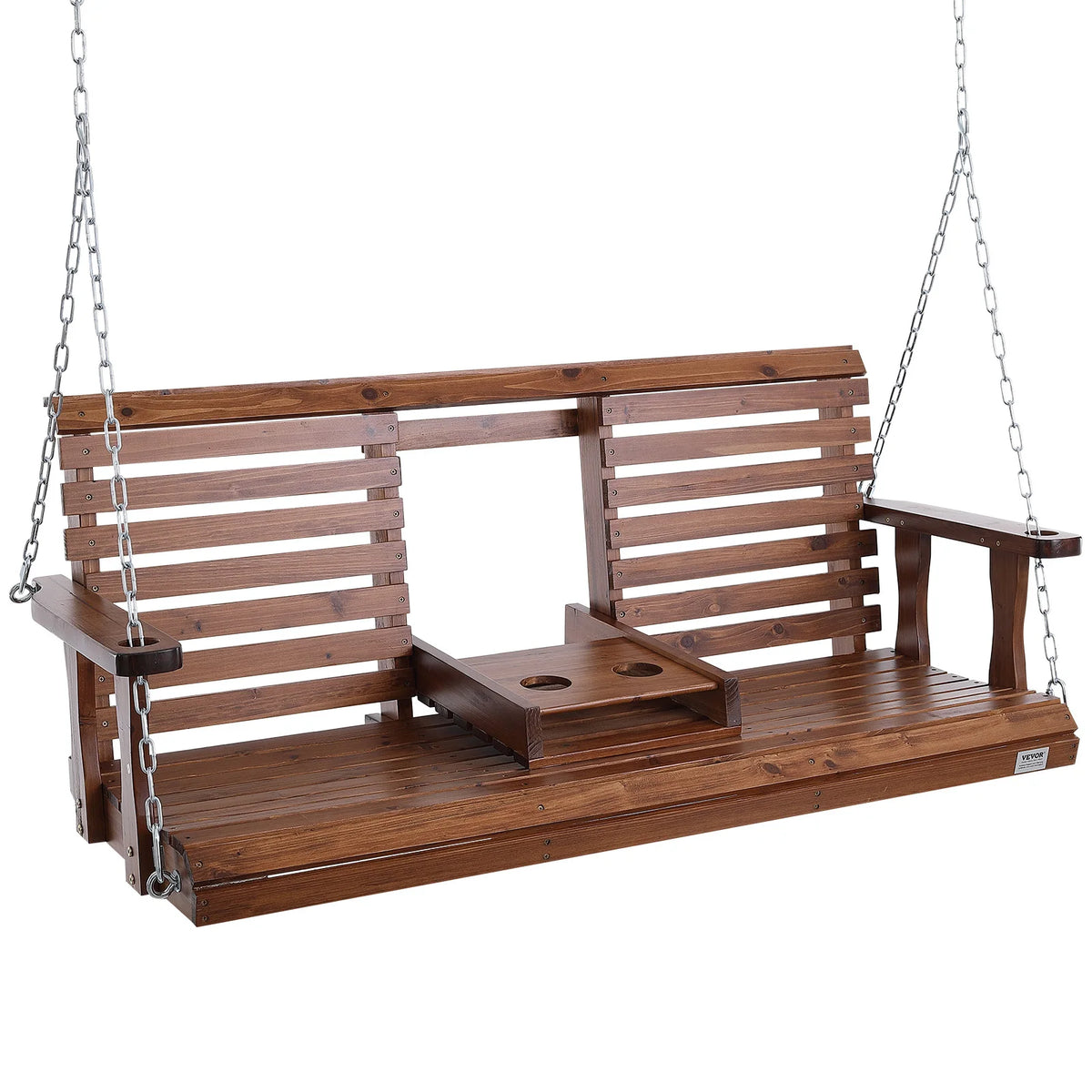 SucceBuy Wooden Porch Swing Bench for Patio and Garden Furniture