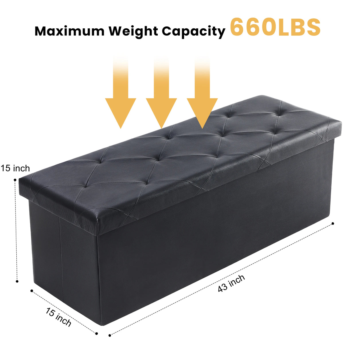JHK Heavy Duty Synthetic Leather Storage Ottoman Footrest Bed Bench