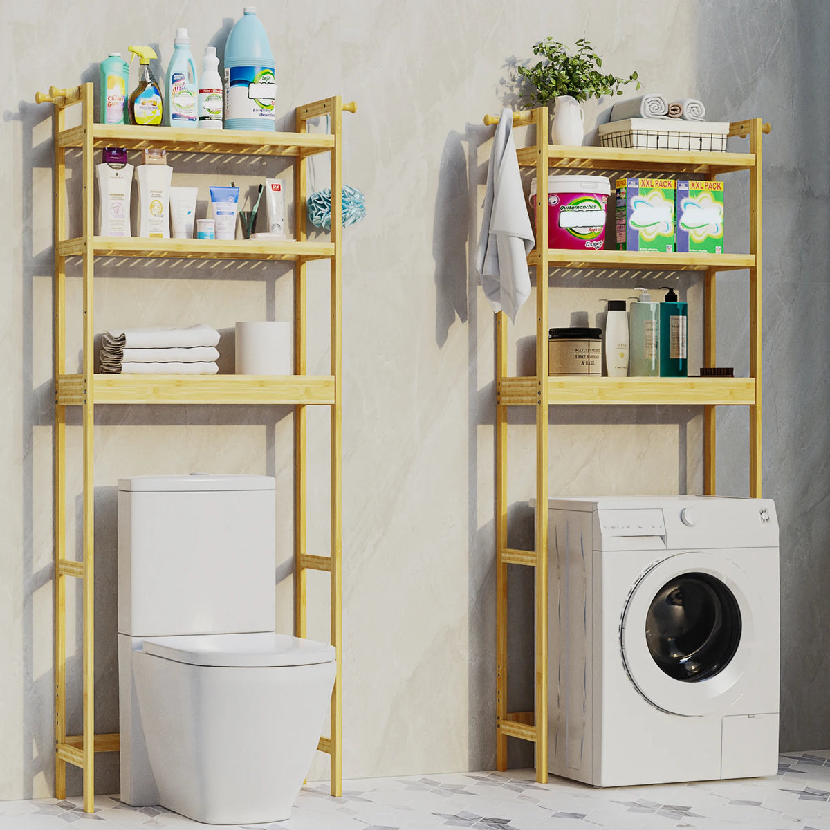 Bamboo Over Toilet Shelf Bathroom Storage Organizer Rack
