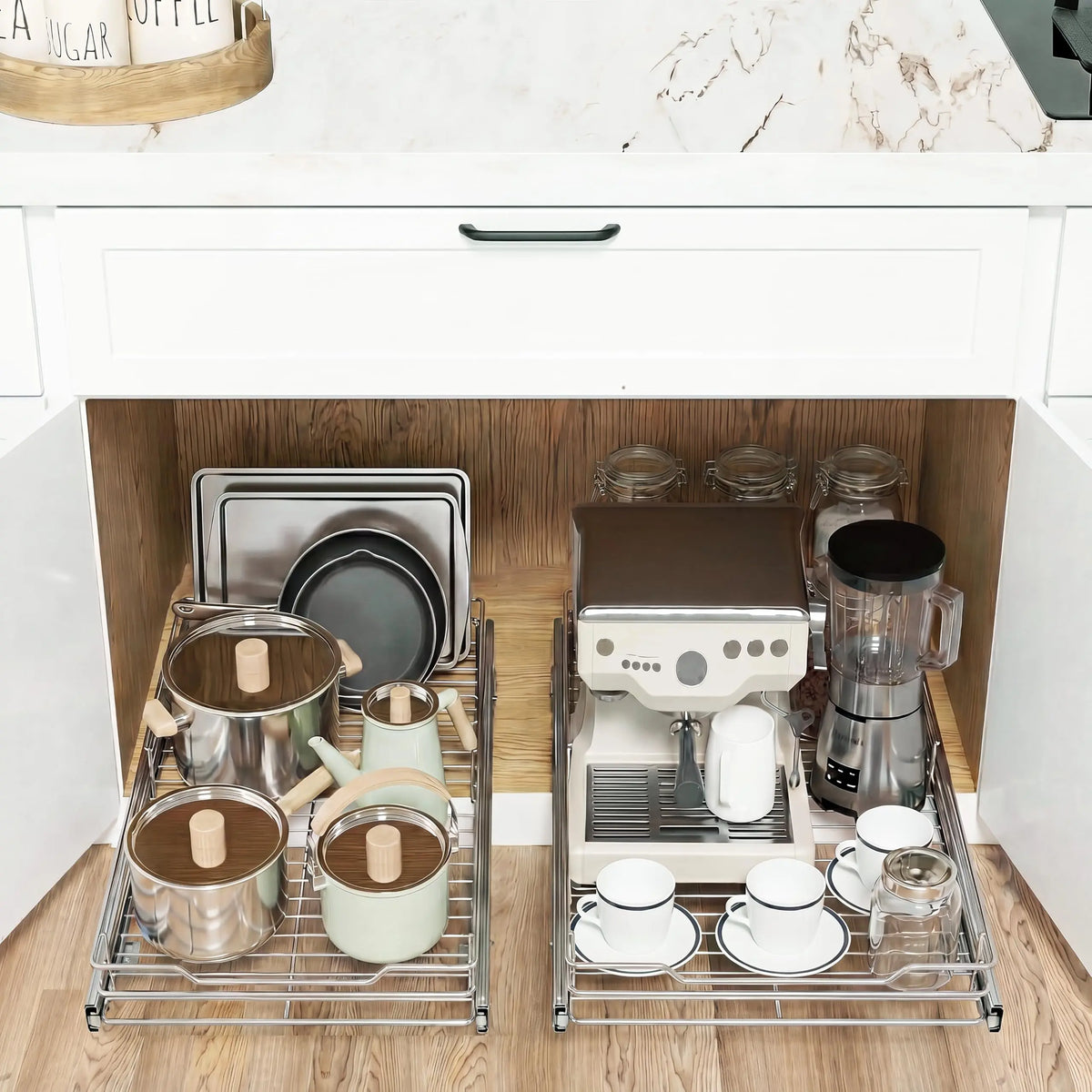 HiMISS Pull Out Cabinet Organizer With Full Extension Slide Drawer