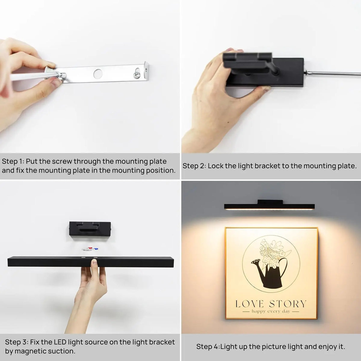 PRTILOUD 16in Wireless Art Light With Dimmable Battery Power
