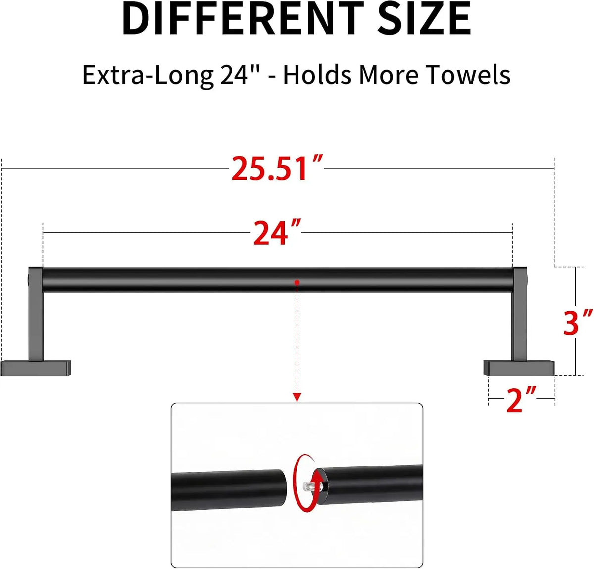 Wall Mounted Stainless Steel Towel Bar With Hooks Two Pack
