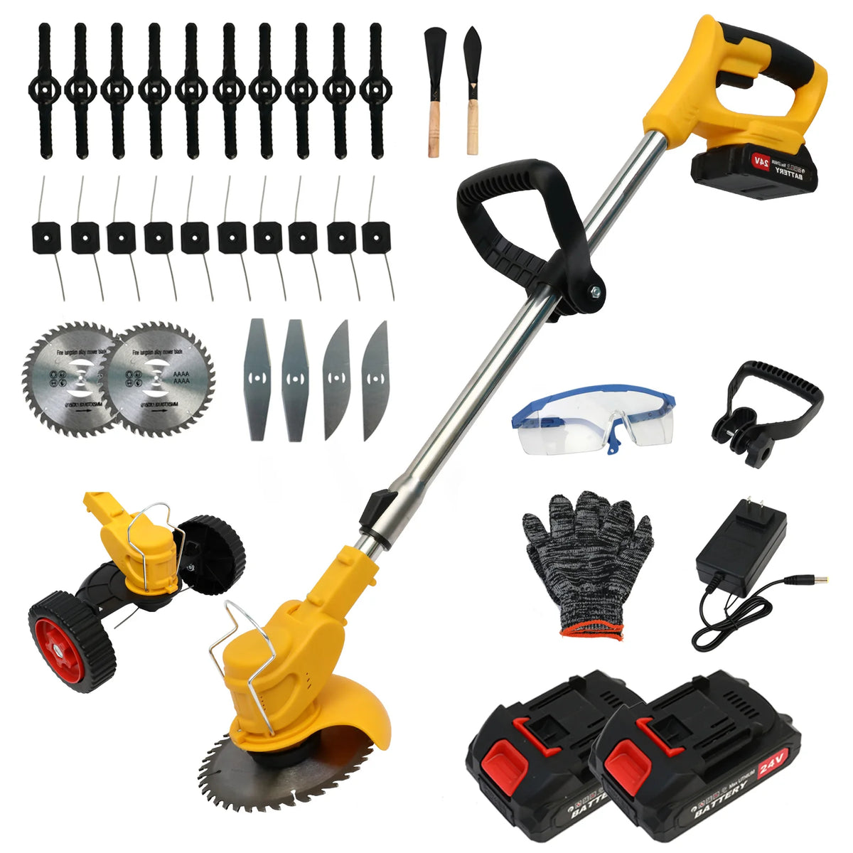 21V Cordless 3-In-1 Electric Lawn Trimmer With Battery Charger