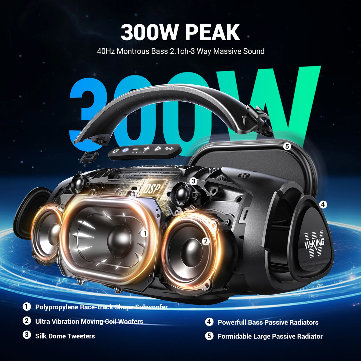 W-King D20 Portable Bluetooth Speaker Delivering Powerful Wireless Audio