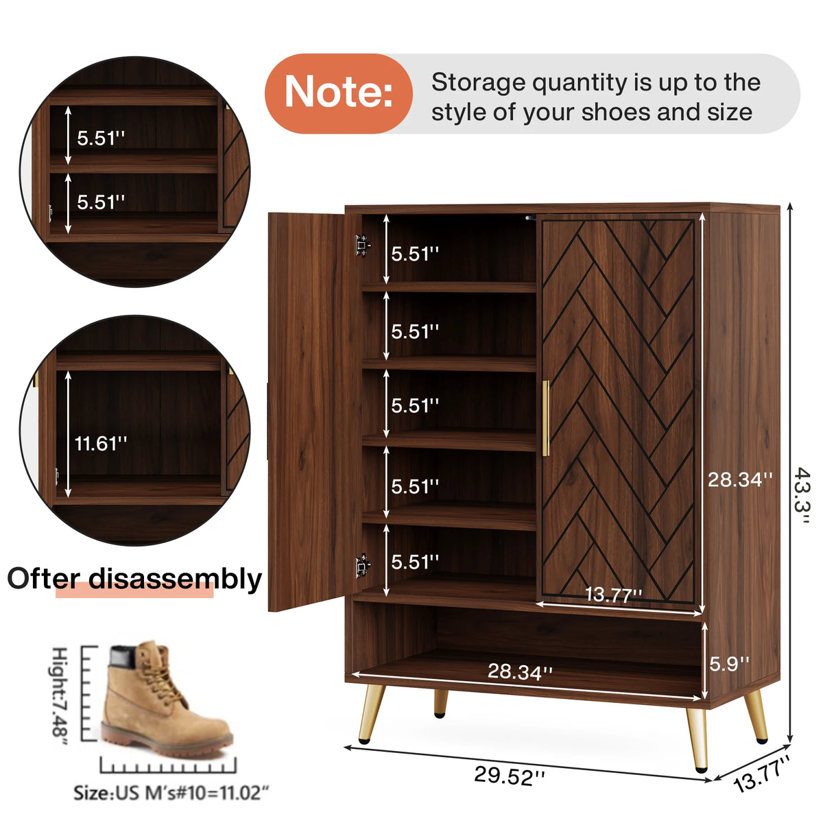 Tribesigns Tiered Wooden Shoe Cabinet Featuring Adjustable Shelves And Doors