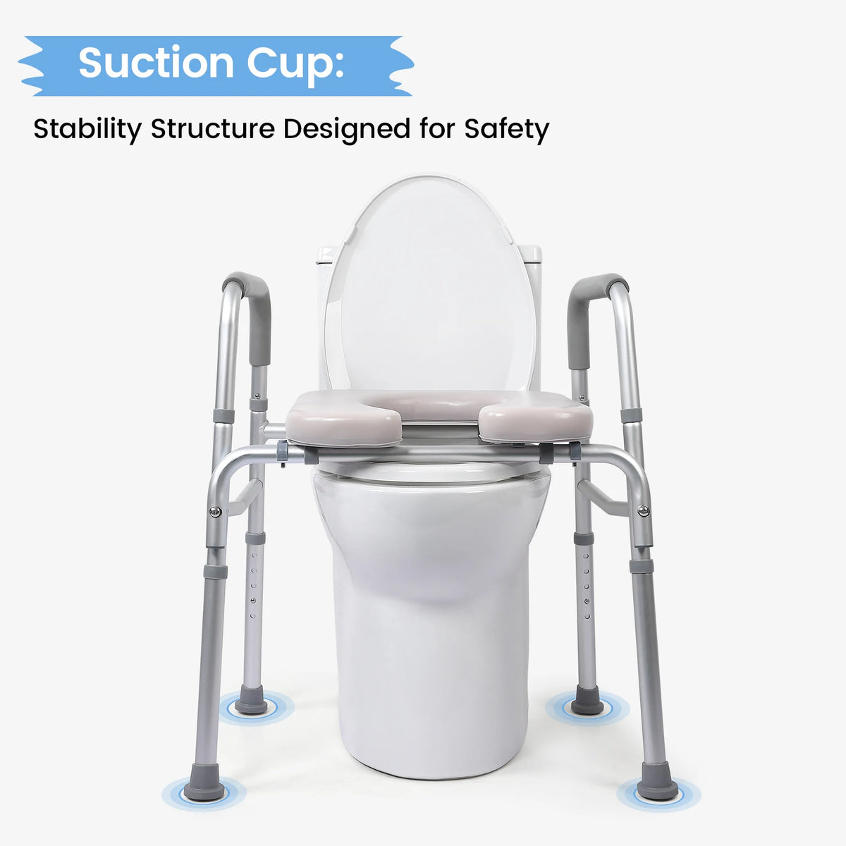 Twister.ck Adjustable Raised Toilet Seat with Armrests and Padded Cushion