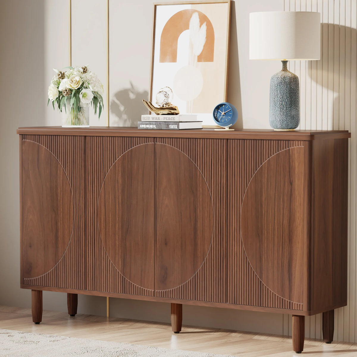 Tribesigns Modern Wood Buffet Cabinet With Storage And Double Doors