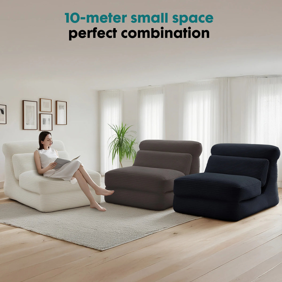JHK Ergonomic Convertible Folding Sofa Bed with Lumbar Support