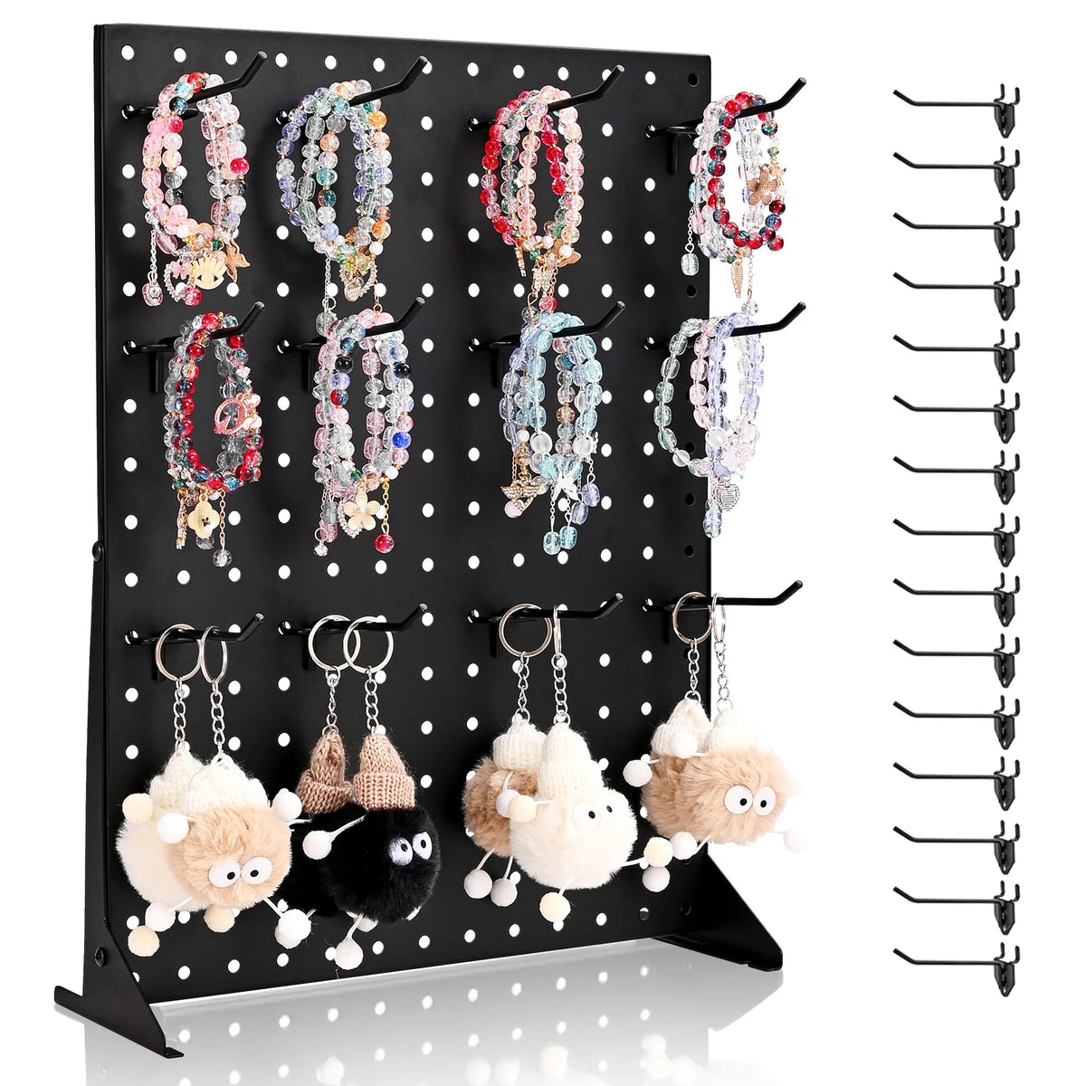 SucceBuy Tabletop Steel Pegboard Display Stand With Hooks