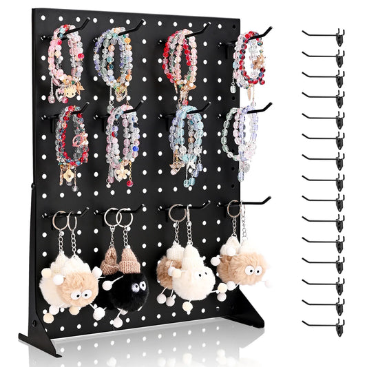 SucceBuy Tabletop Steel Pegboard Display Stand With Hooks