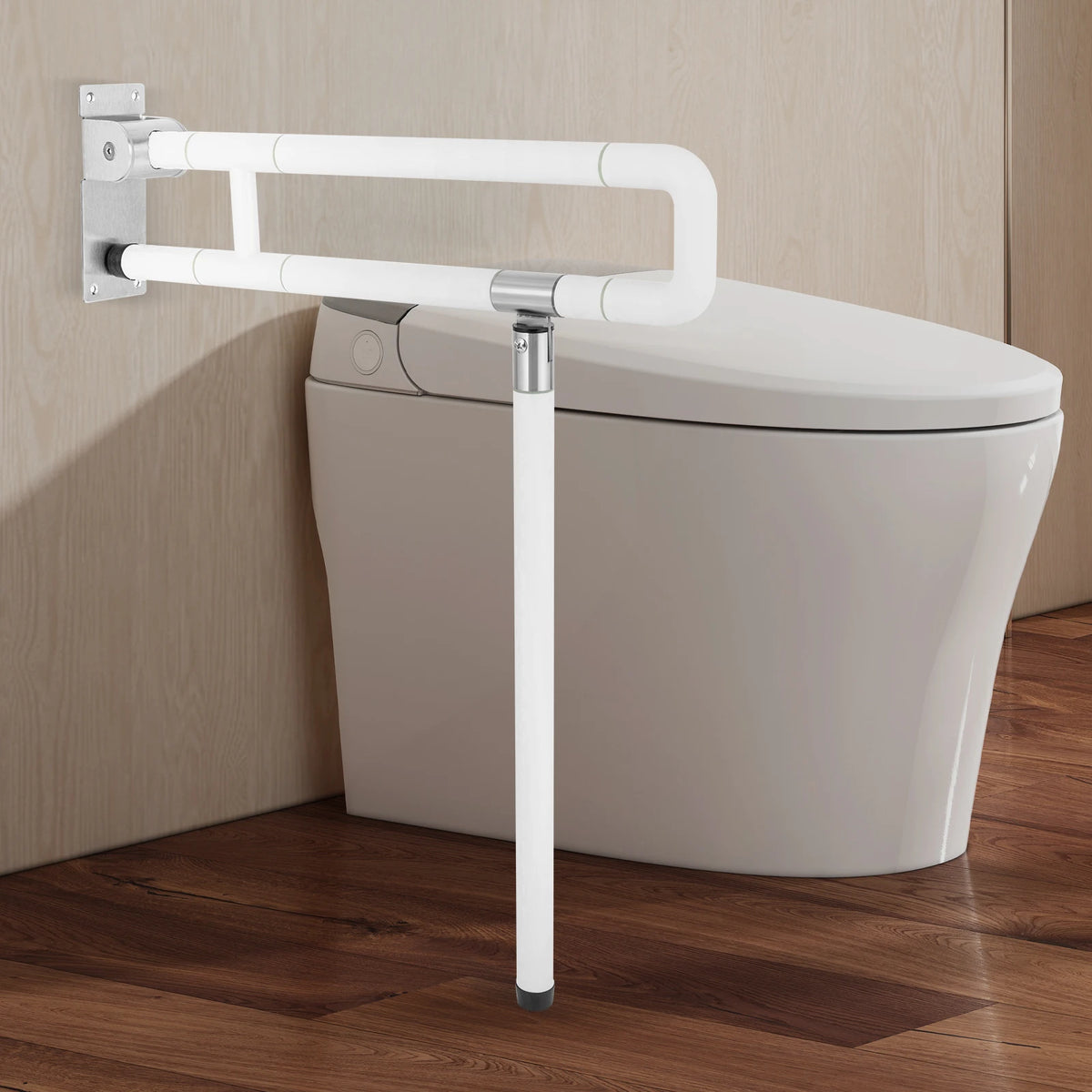 Foldable Metal Toilet Grab Bar Non Slip Bathroom Safety Support