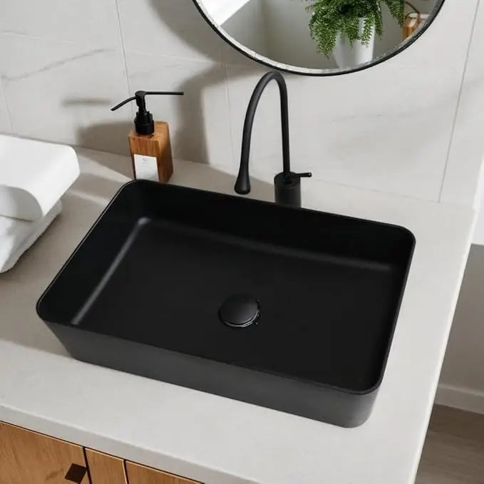MEKKHALA Acrylic Vessel Bathroom Sink With Faucet And Drain