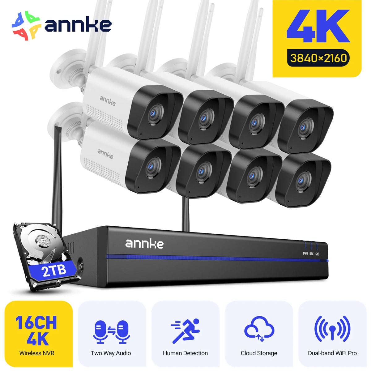 Annke 8MP Wireless Security Camera System With Smart Motion Tracking
