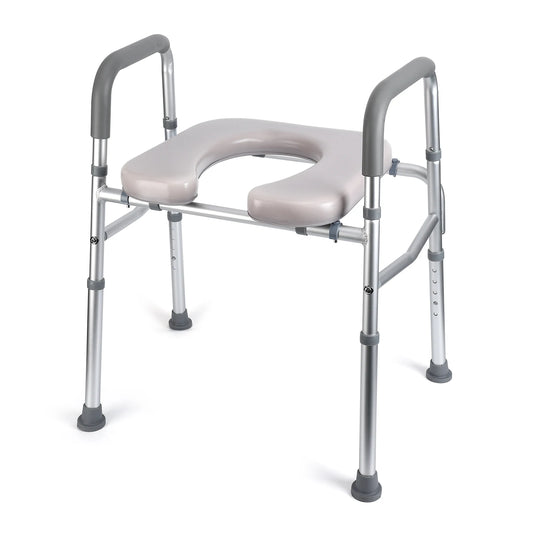 Twister.ck Adjustable Raised Toilet Seat with Armrests and Padded Cushion