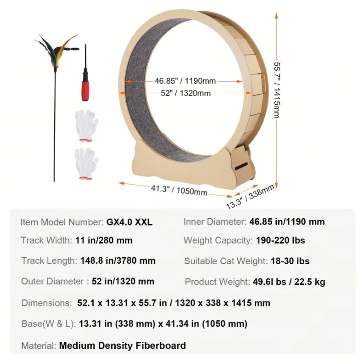 SucceBuy Wooden Cat Exercise Wheel For Indoor Cat Running