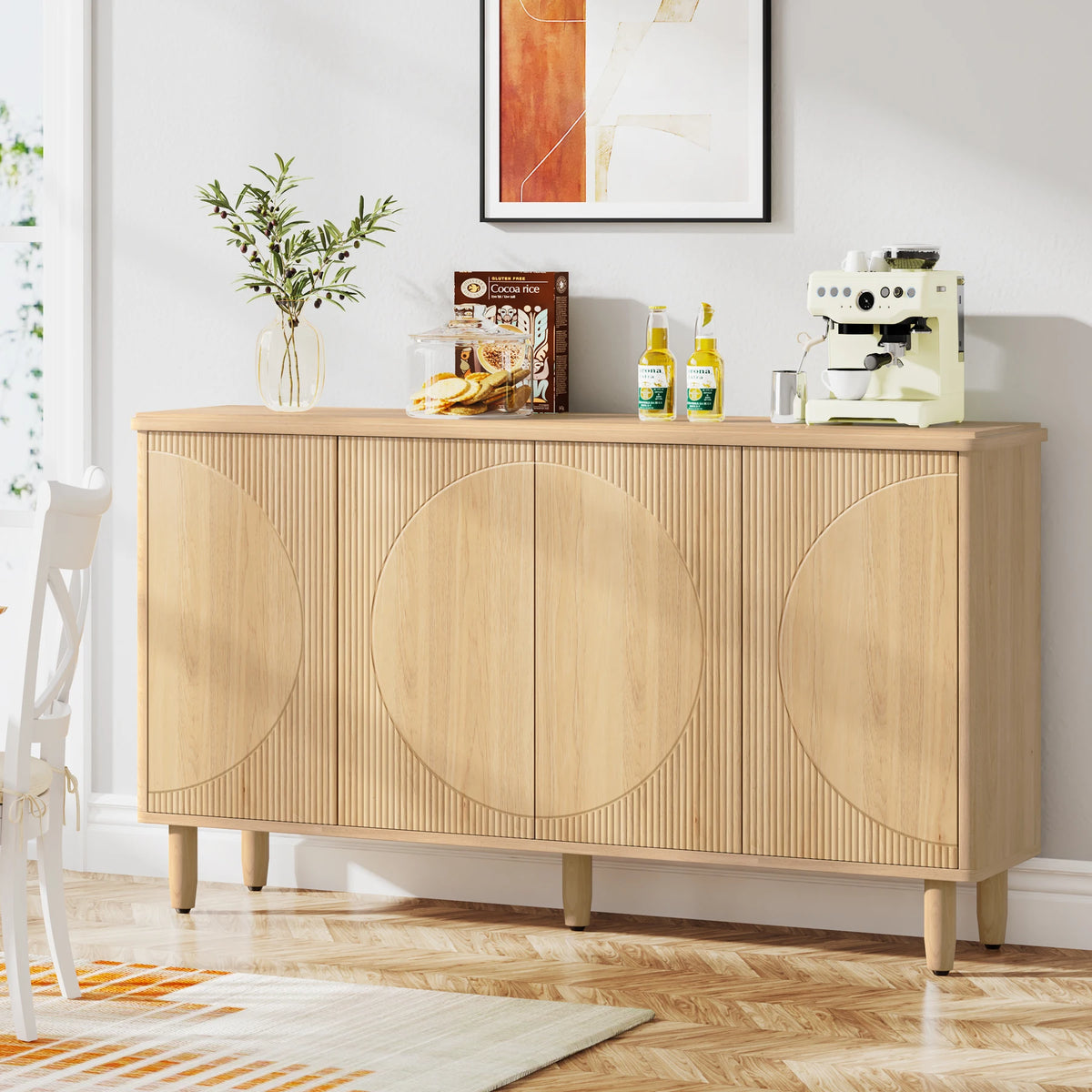 Tribesigns Modern Wood Buffet Cabinet With Storage And Double Doors