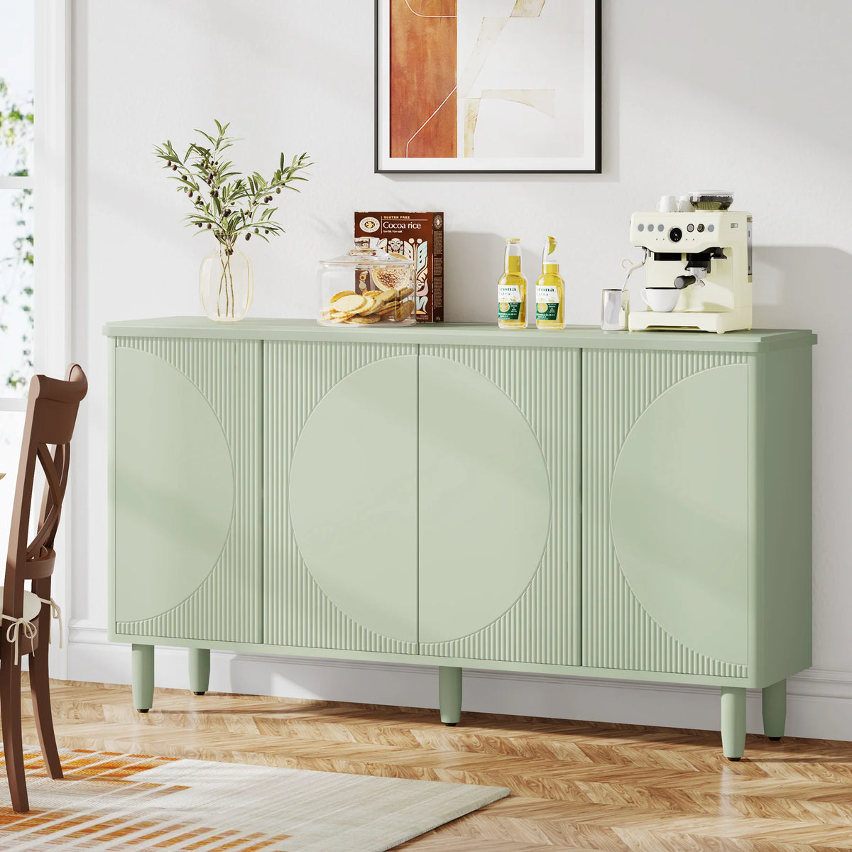 Tribesigns Modern Wood Buffet Cabinet With Storage And Double Doors