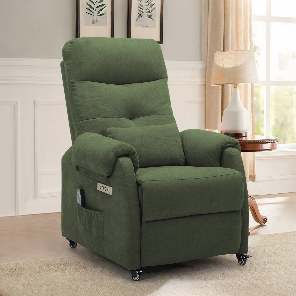 KORSER Power Recliner Chair With Wheels And USB Ports