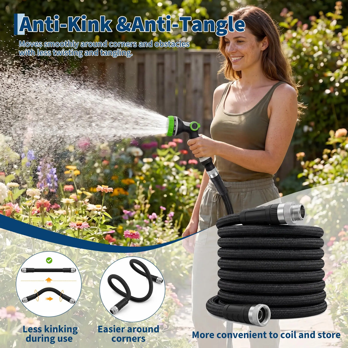 HiMISS Lightweight Non Expandable Garden Hose For Yard And Patio