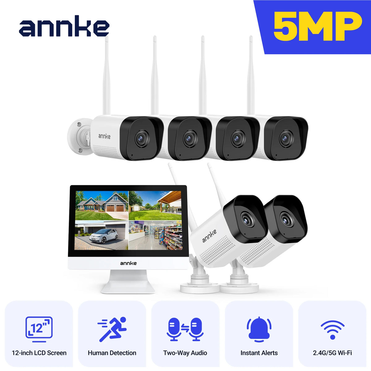 Annke Wireless Security Camera System With NVR Monitor Outdoor Waterproof