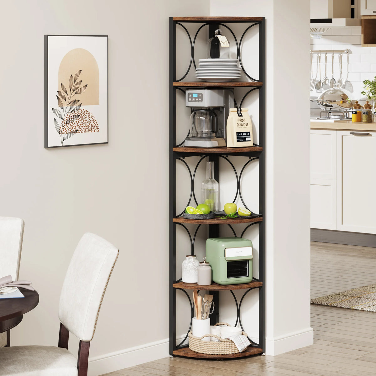 Tribesigns 6 Tier Corner Bookshelf Storage Rack Living Room