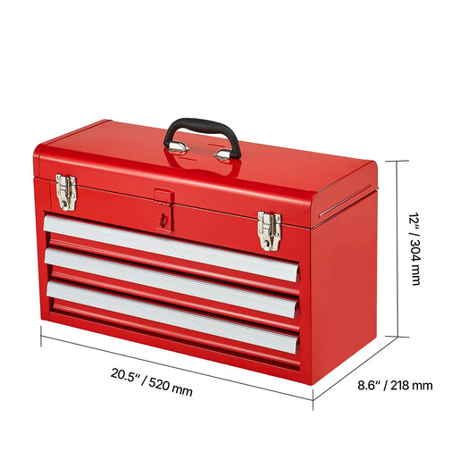 SucceBuy Three Drawer Metal Tool Chest With EVA Liners