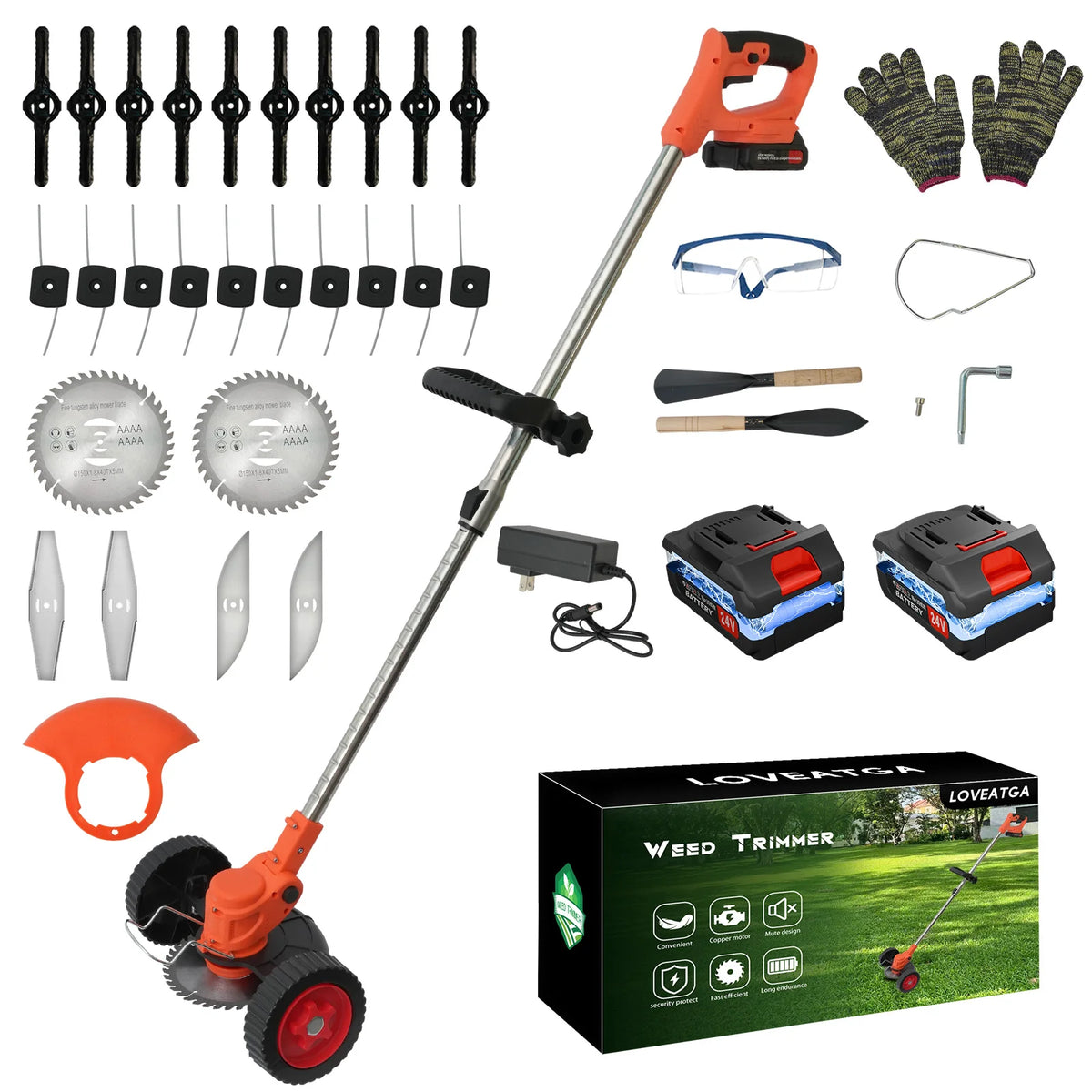 21V Cordless 3-In-1 Electric Lawn Trimmer With Battery Charger