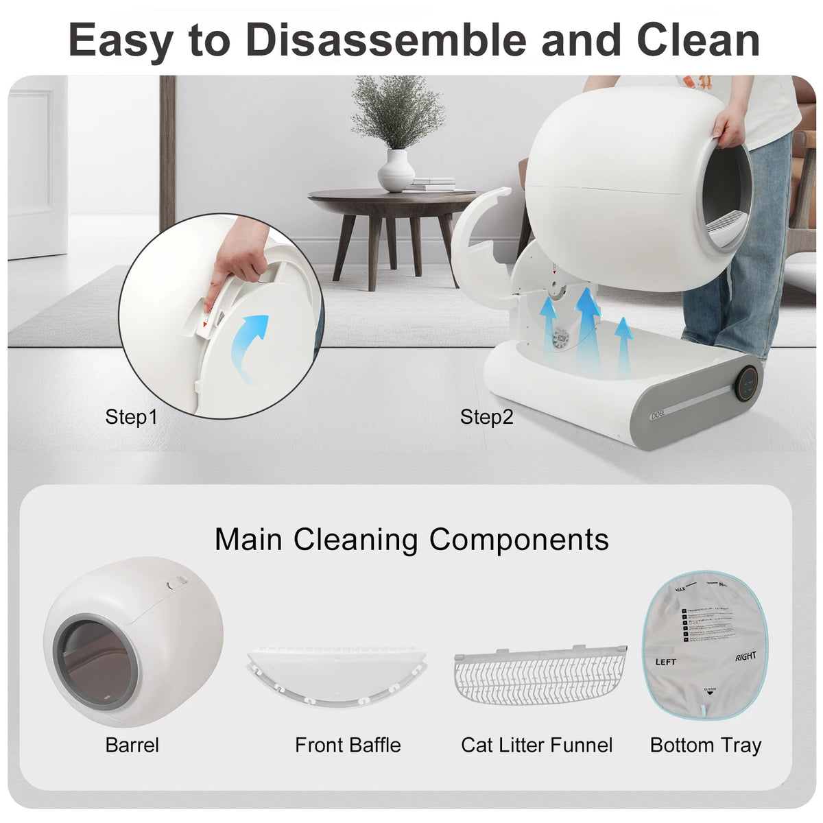 DOEL Automatic Smart Self Cleaning Cat Litter Box With App
