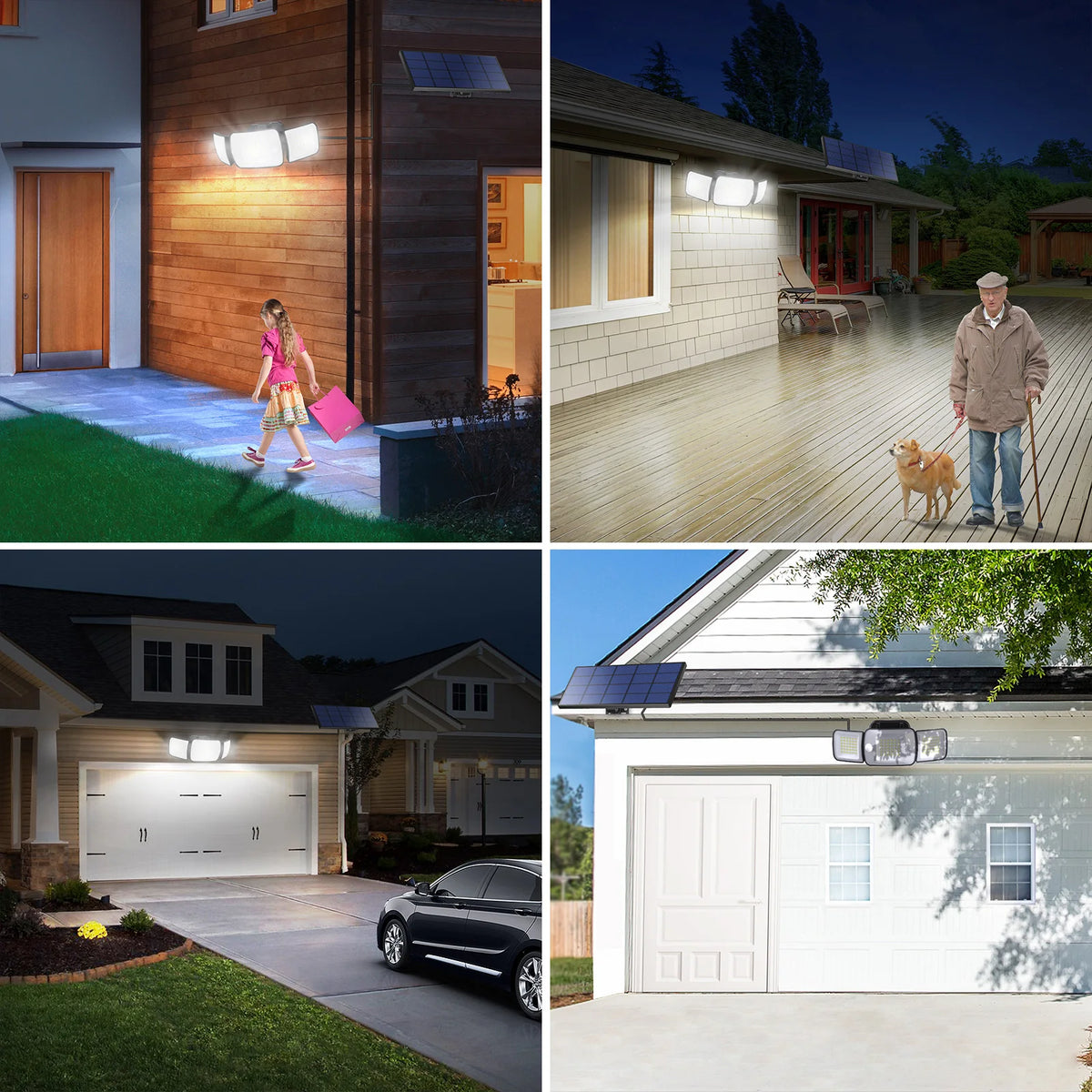 Intelamp Outdoor Solar LED Security Spotlight With Motion Sensors
