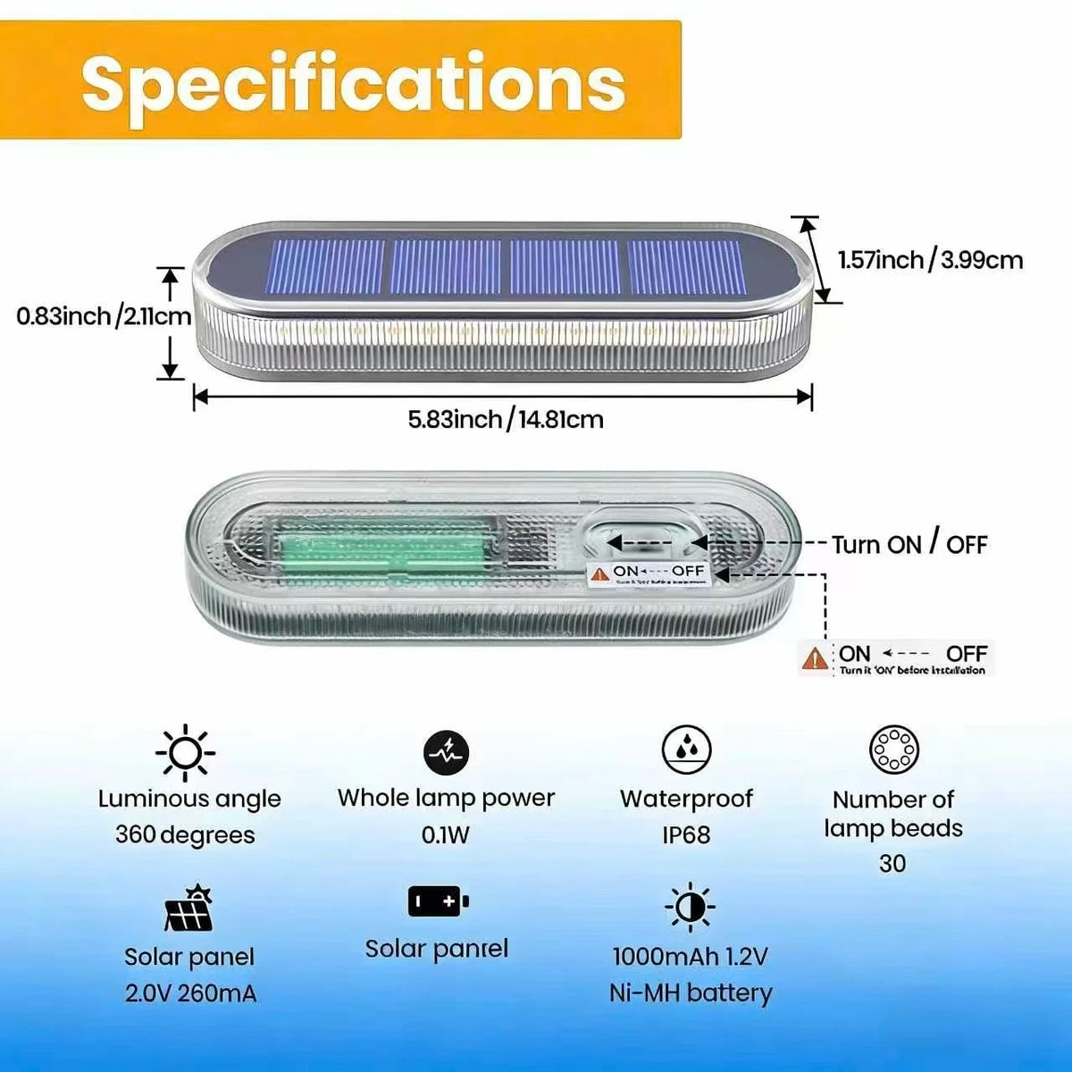Solar LED Deck Lights Auto On Off Outdoor Waterproof Patio