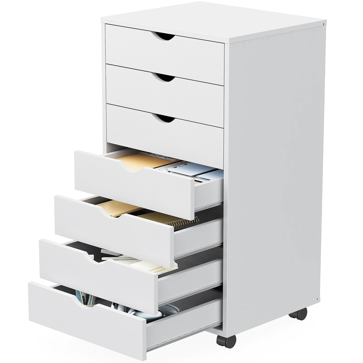 JHK 7 Drawer Wooden Mobile Filing Cabinet Desk Organizer Nightstand