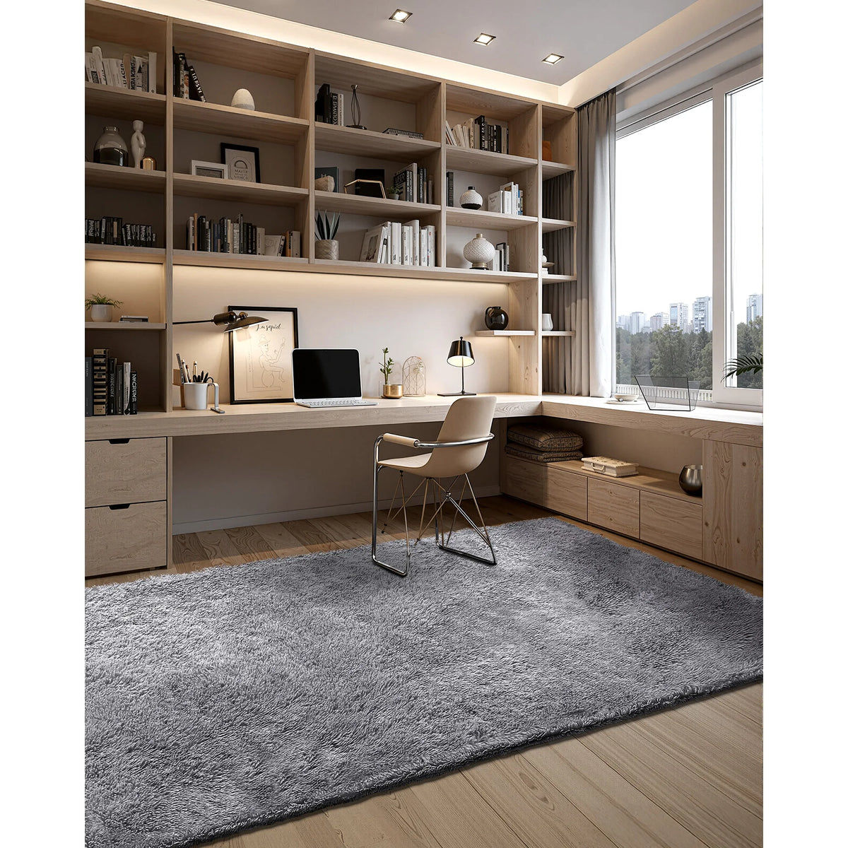 SucceBuy Plush Shag Area Rug for Living Room and Bedroom