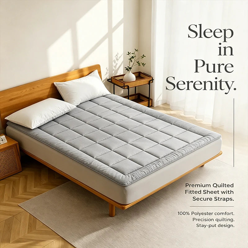 Lightweight Thin Mattress Protector Pad Breathable Polyester Bedding Cover