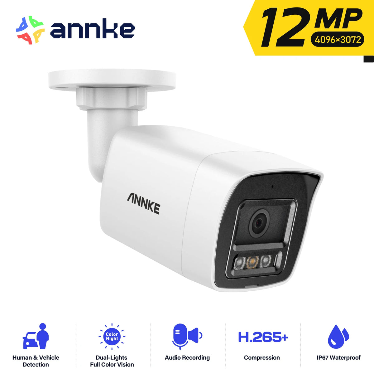 Annke 12MP Outdoor POE Security Camera AI Human Detection