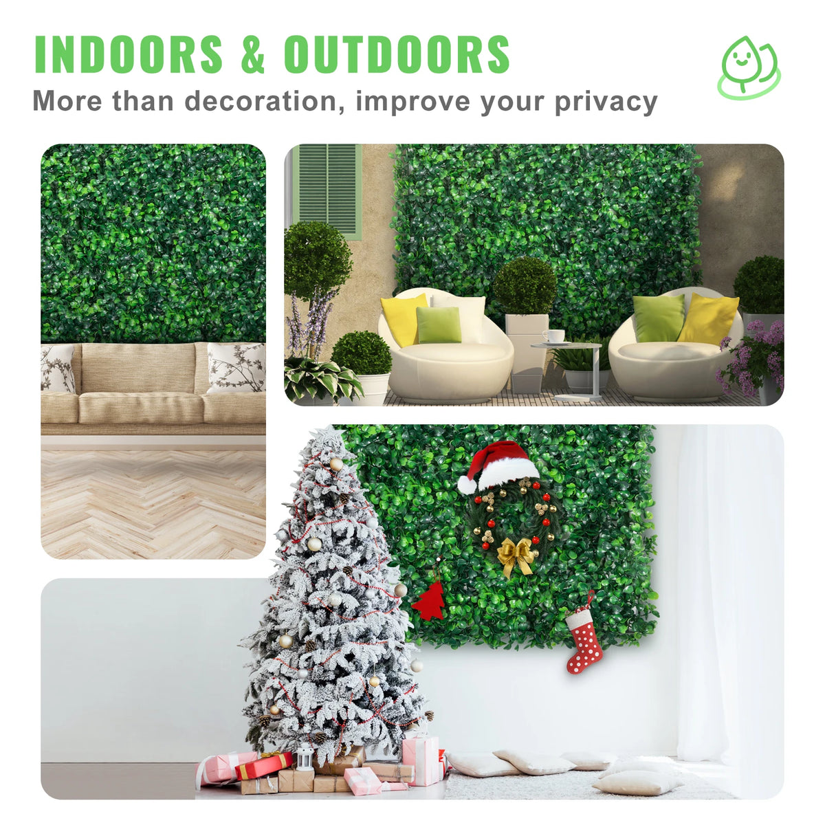 UV Protected Artificial Boxwood Panels Privacy Screen Wall Mat