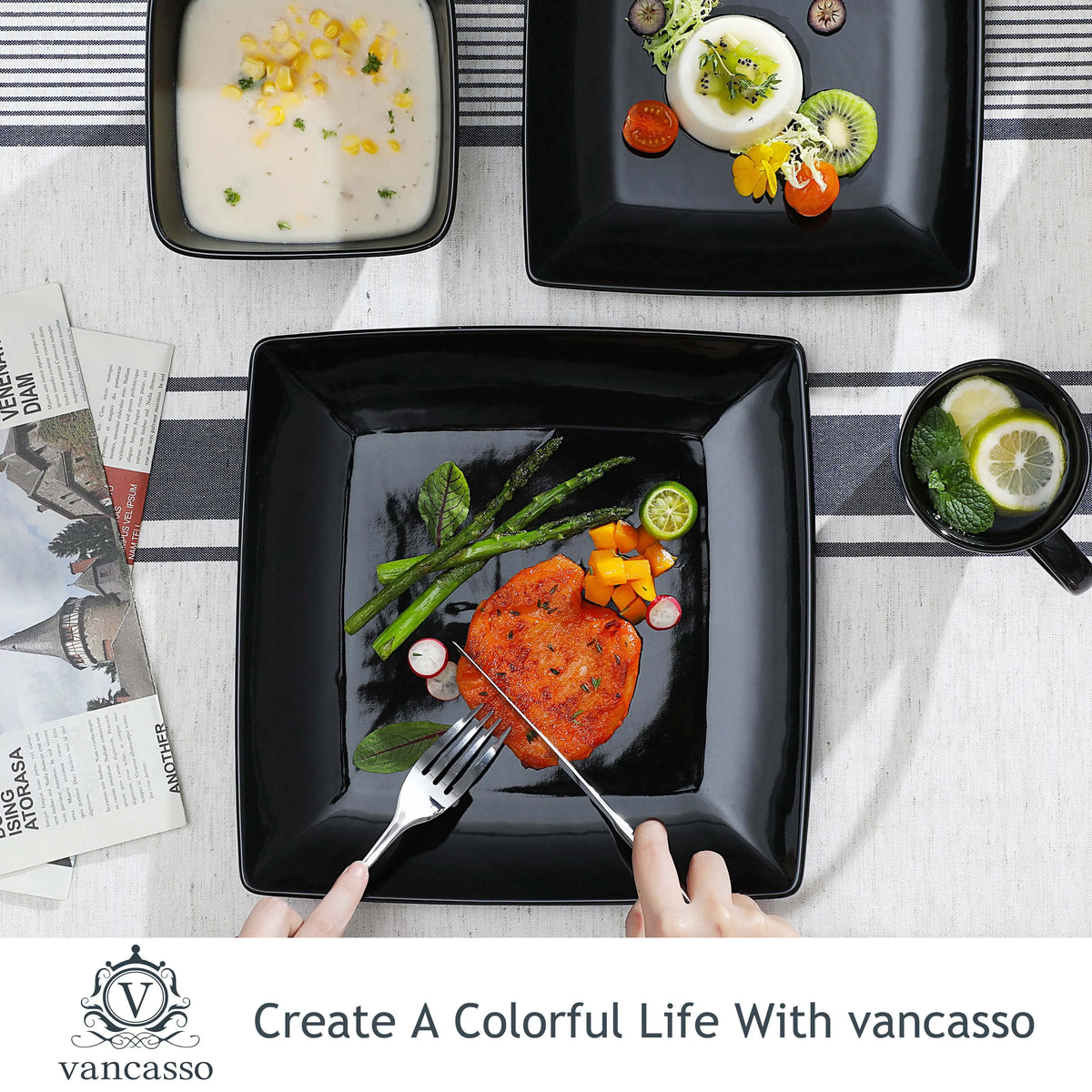 Malacasa Ceramic Porcelain Dinnerware Set With Bowls And Plates