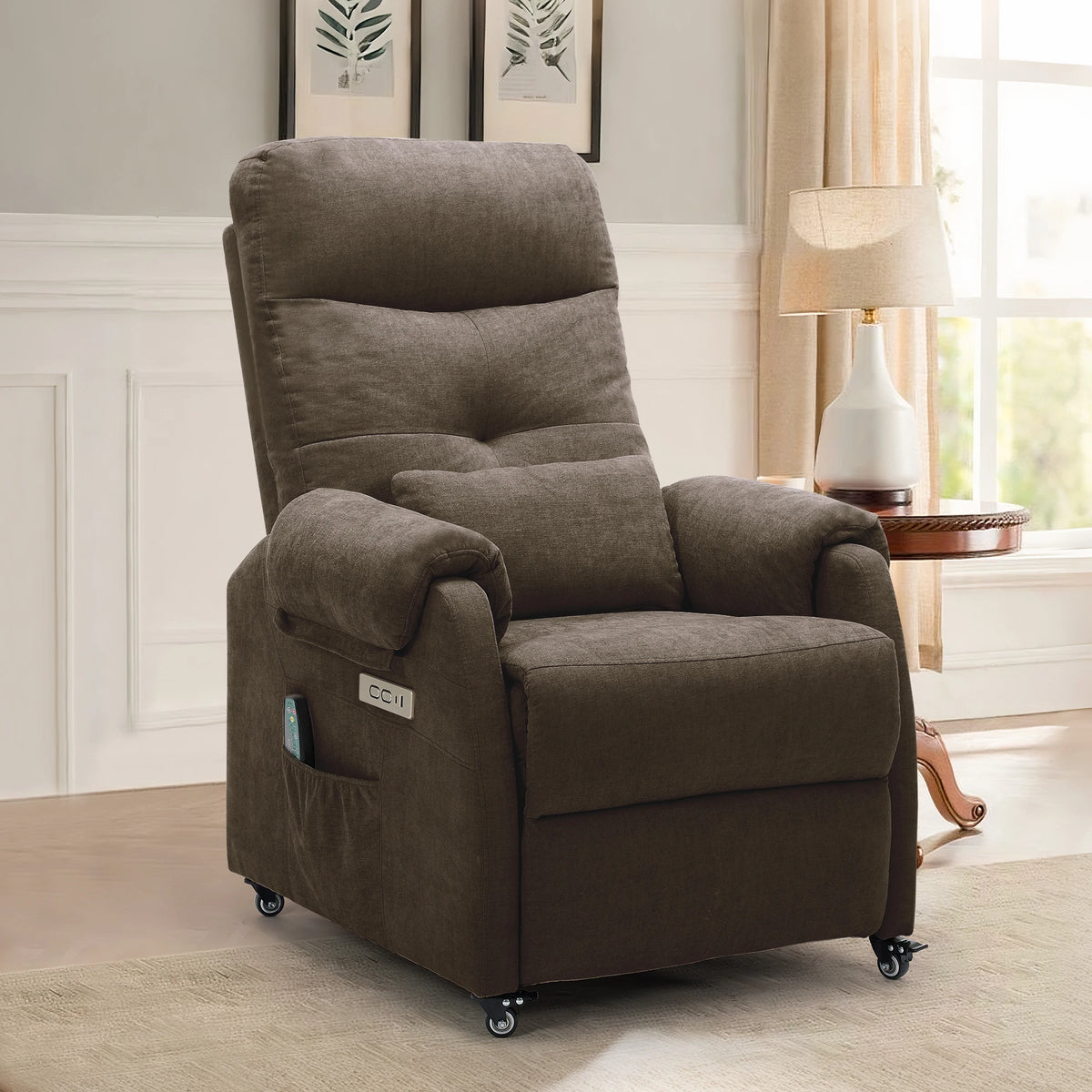 KORSER Power Recliner Chair With Wheels And USB Ports