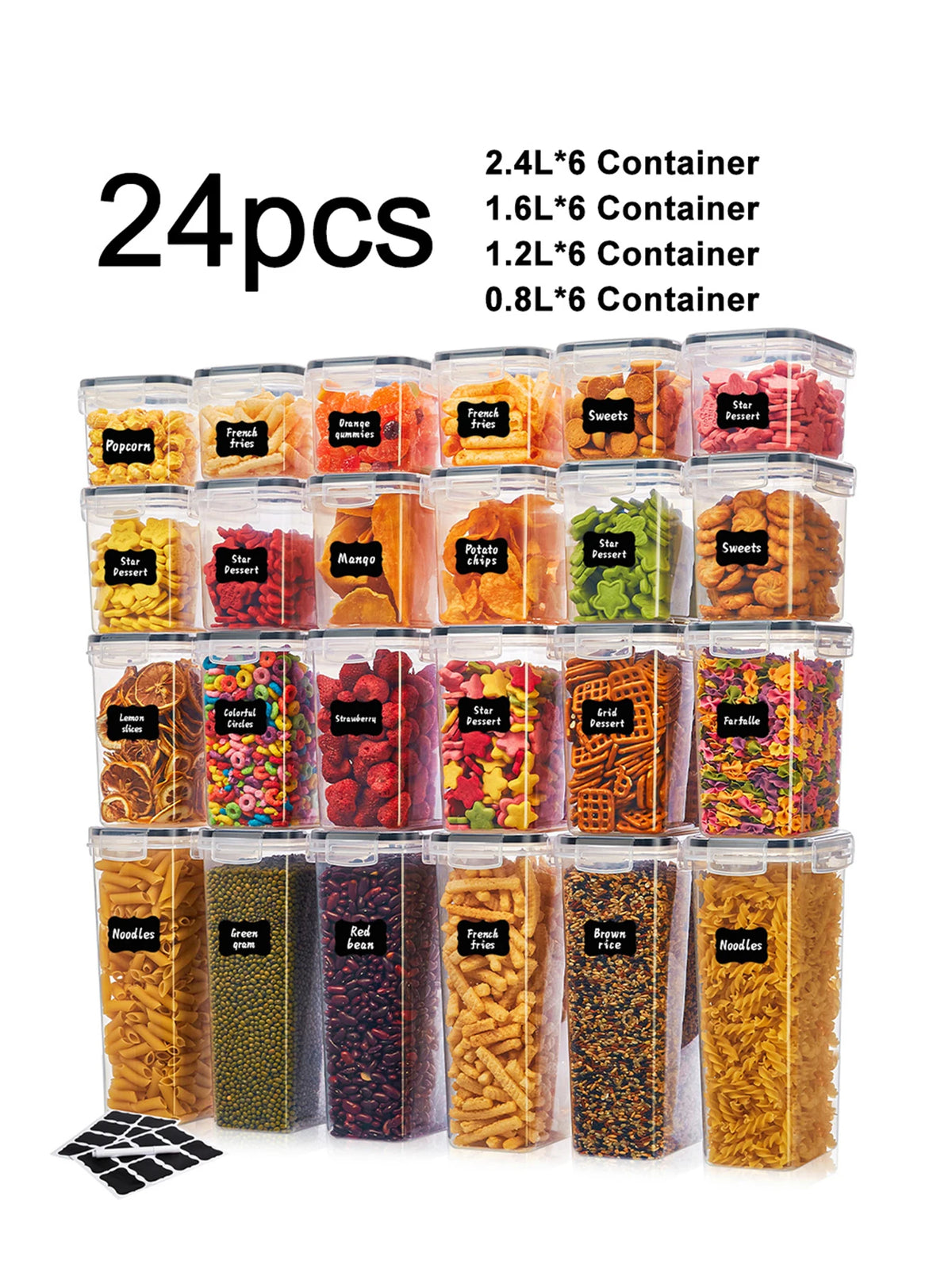 Airtight Food Storage Containers With Labels For Fresh Kitchen Organization