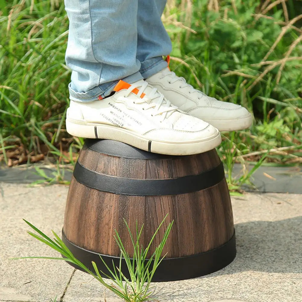Rustic Farmhouse Faux Wood Whiskey Barrel Planter With Drainage