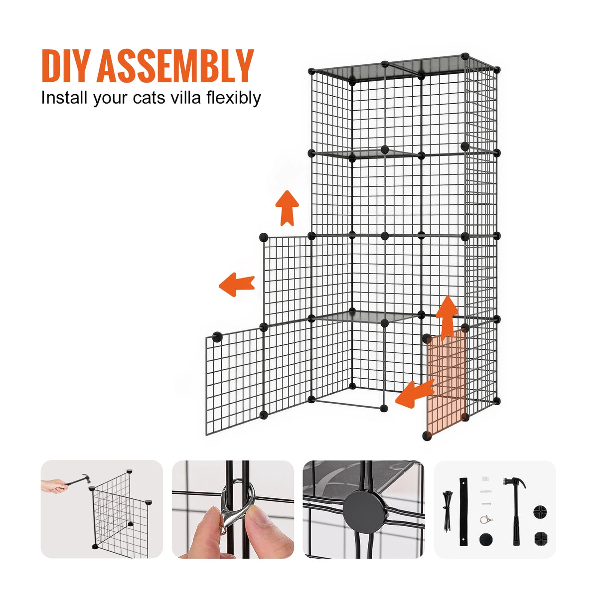 SucceBuy Multi Tier Metal Cat Cage With Hammock And Ramp