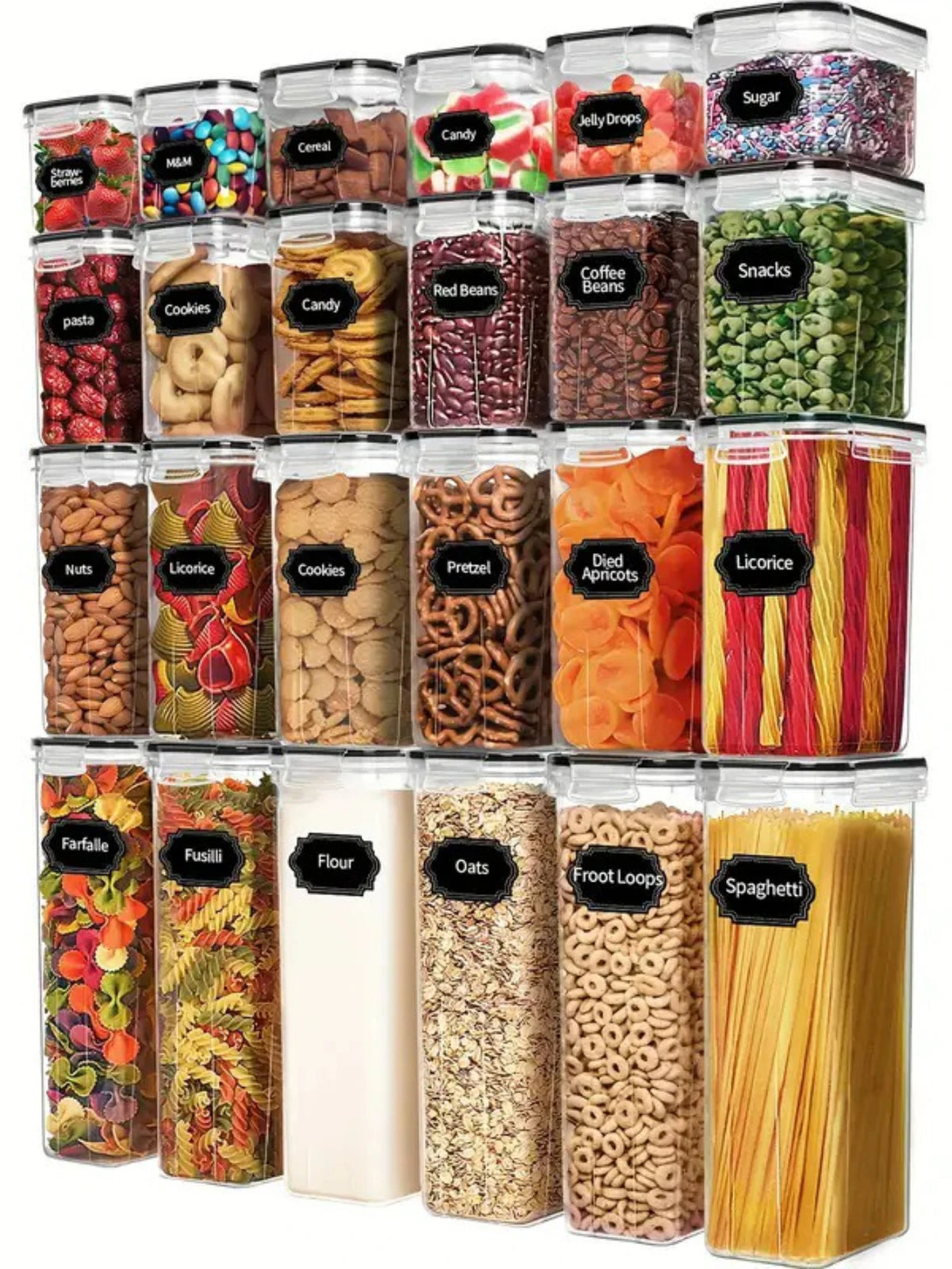 Airtight Food Storage Containers With Labels For Fresh Kitchen Organization