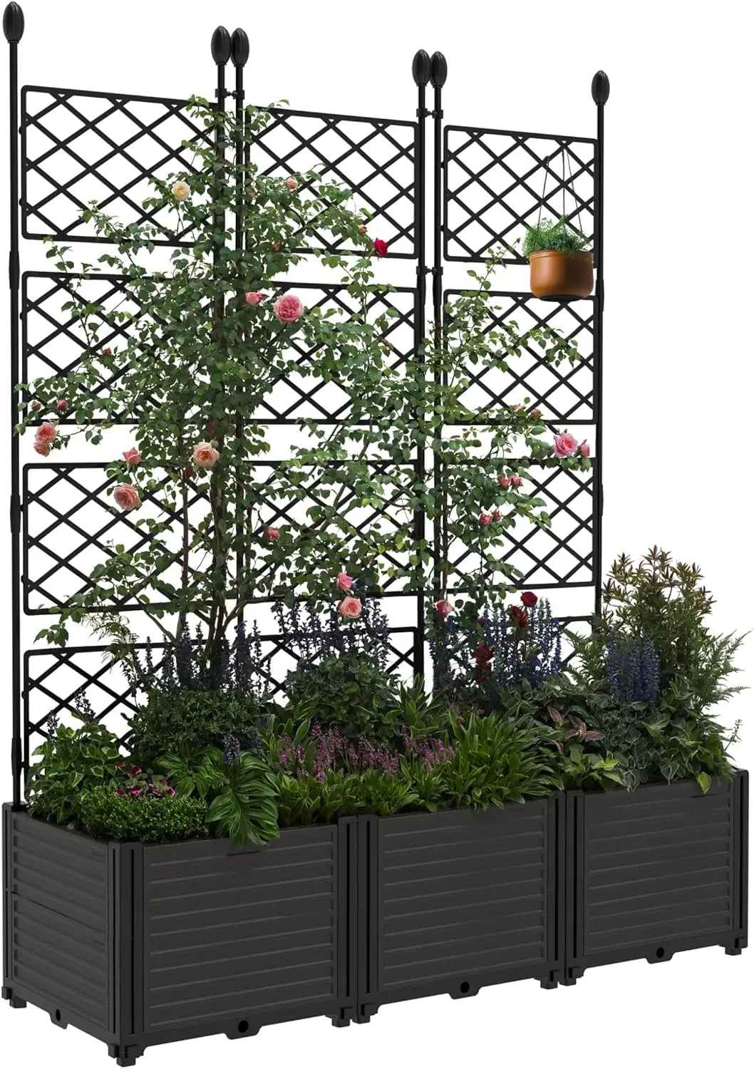 TWISTER CK Plastic Planter Box With Trellis Rack For Patios