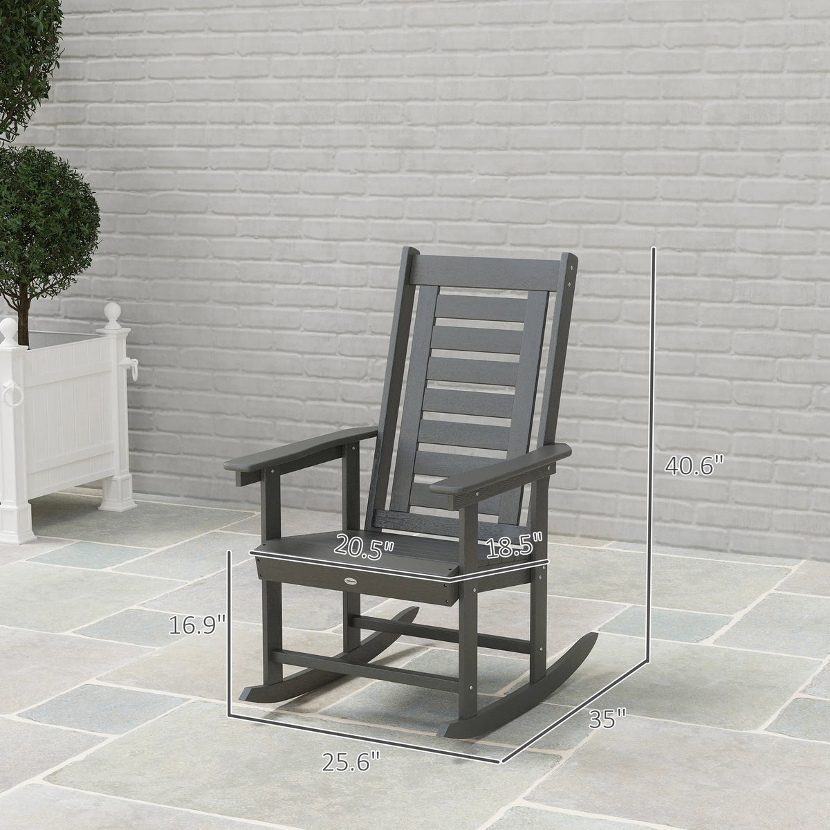Outsunny Set Of Two Outdoor HDPE High Back Rocking Chairs