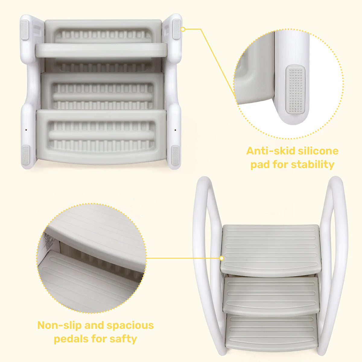 Dual Tier Toddler Step Stool With Side Handles For Bathrooms