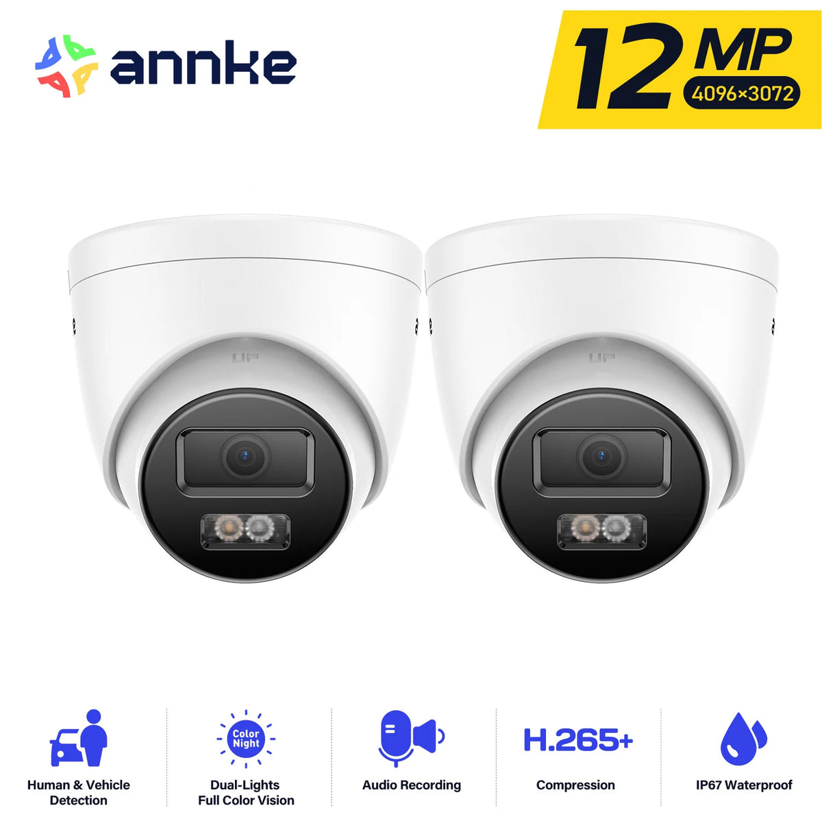 Annke 12MP Outdoor POE Security Camera AI Human Detection