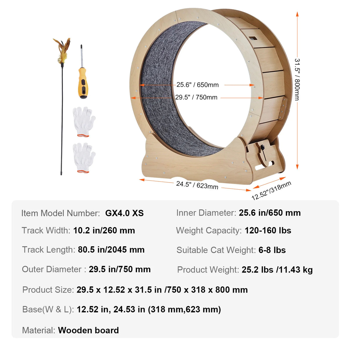 SucceBuy Wooden Cat Exercise Wheel For Indoor Cat Running