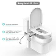 Dual Nozzle Manual Bidet Attachment With Adjustable Water Pressure Control