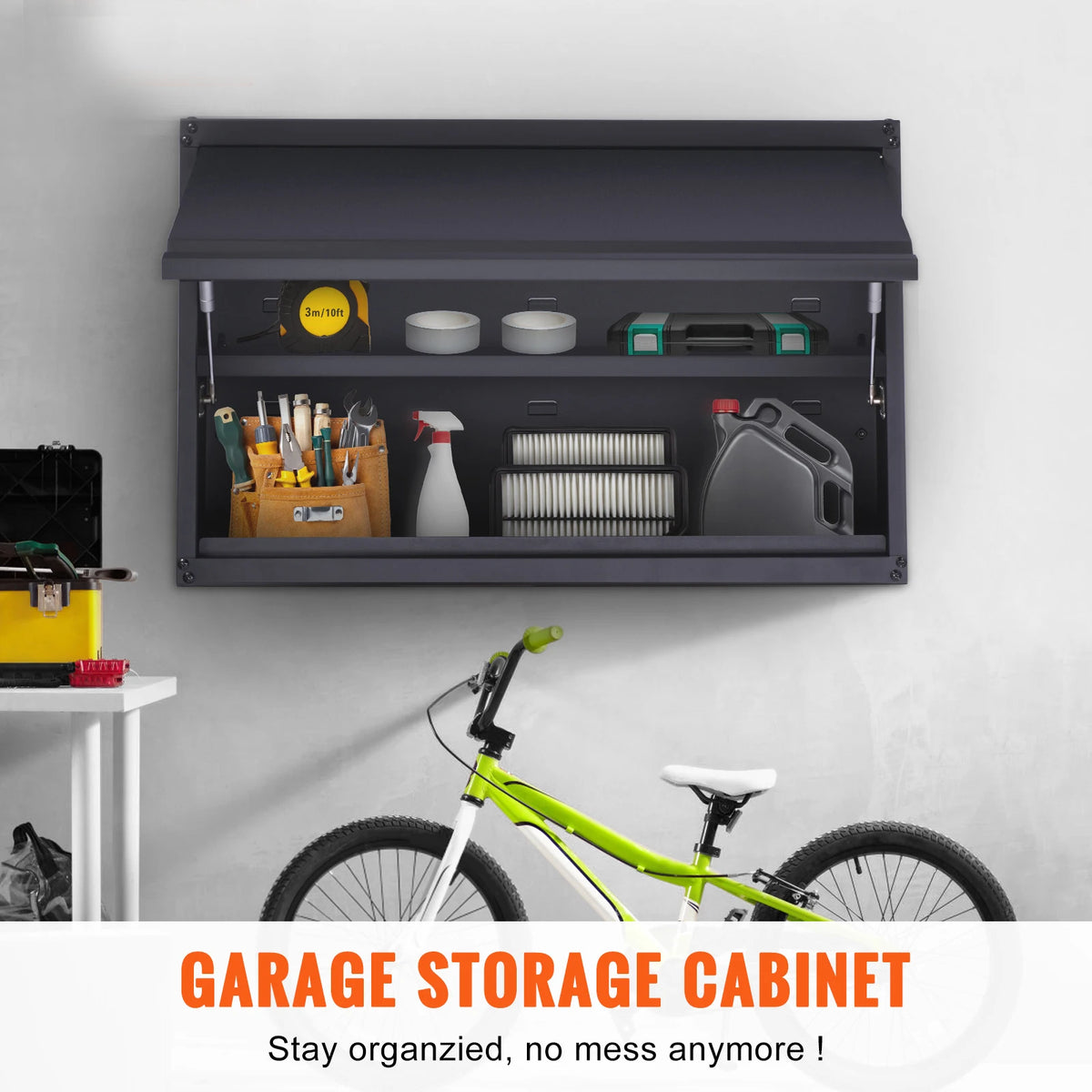 Wall Mounted Steel Storage Cabinet With Adjustable Shelves For Garage