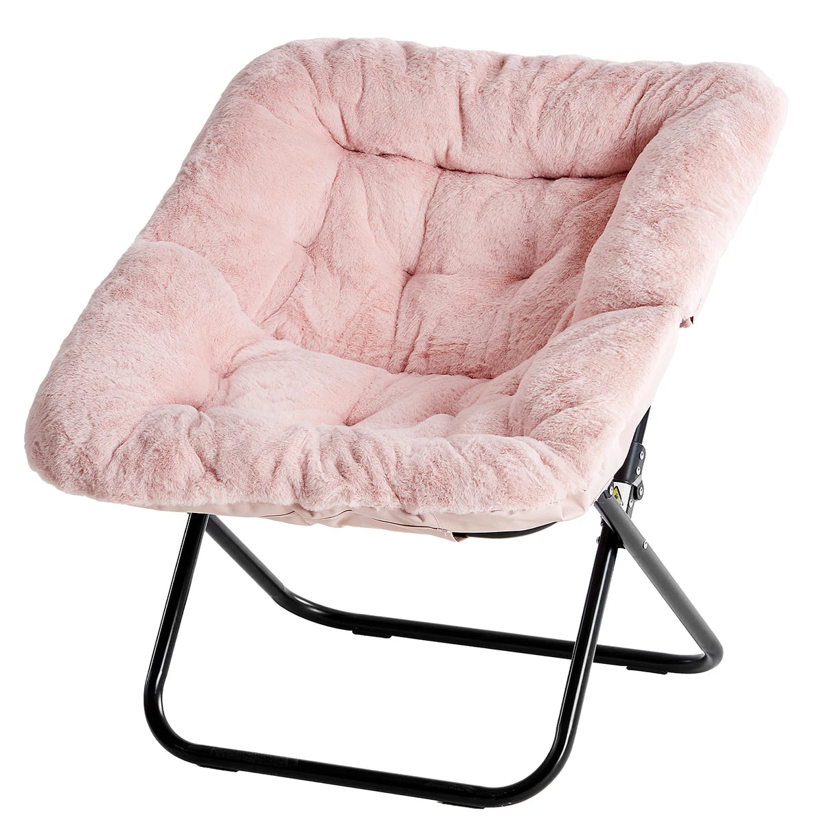 JHK Folding Faux Fur Saucer Chair For Cozy Lounge Seating